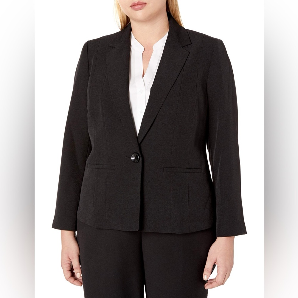 Eileen Fisher Washable Stretch Crepe Blazer one button Classic Black Size XS